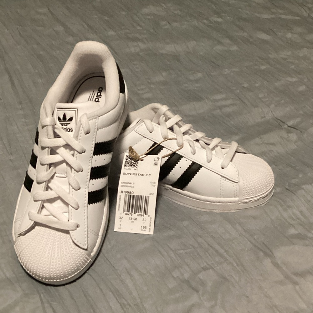 Adidas Kids Superstar II C White Black Striped Sneakers